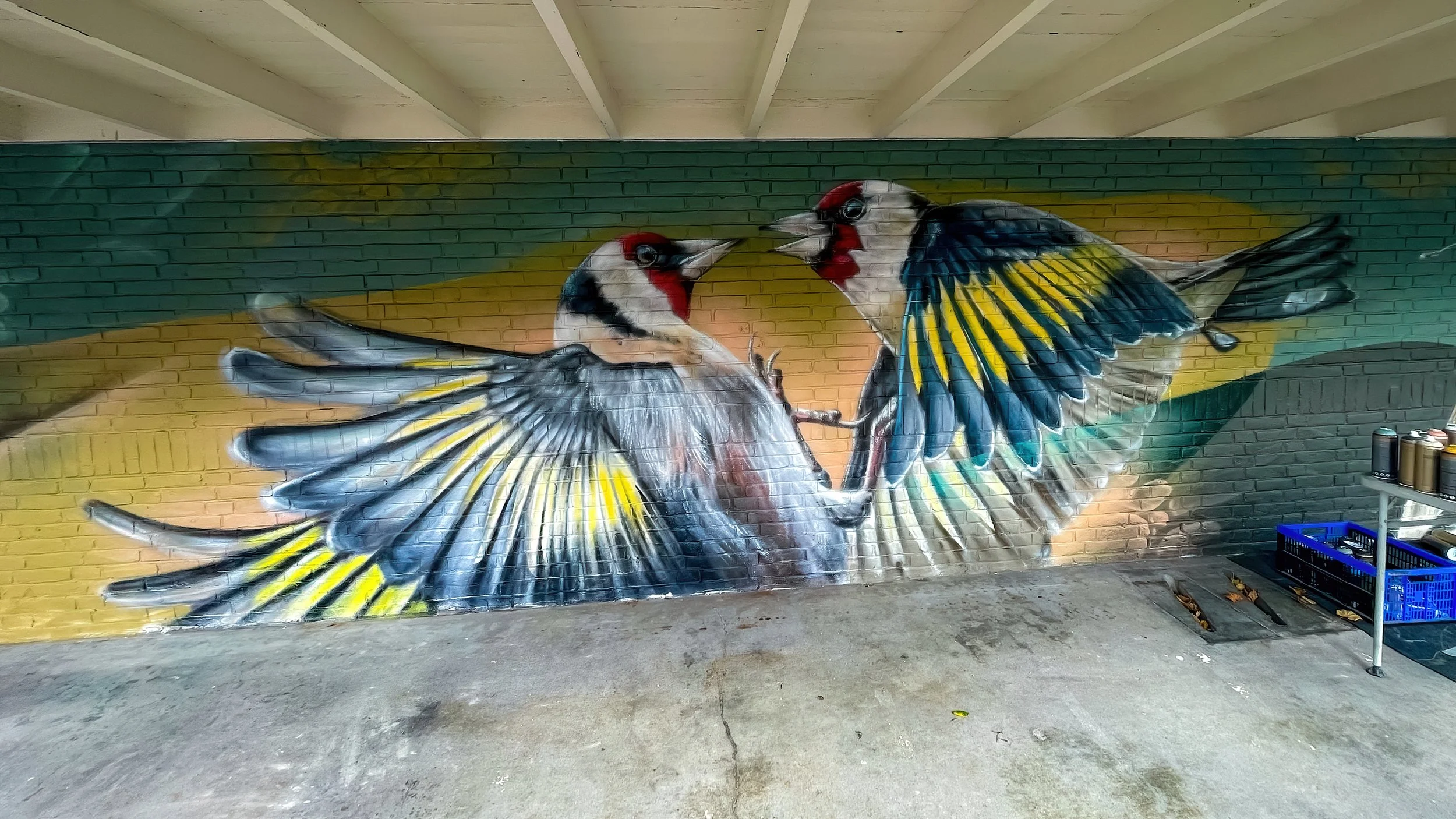 Muurschildering schoolplein - Putter