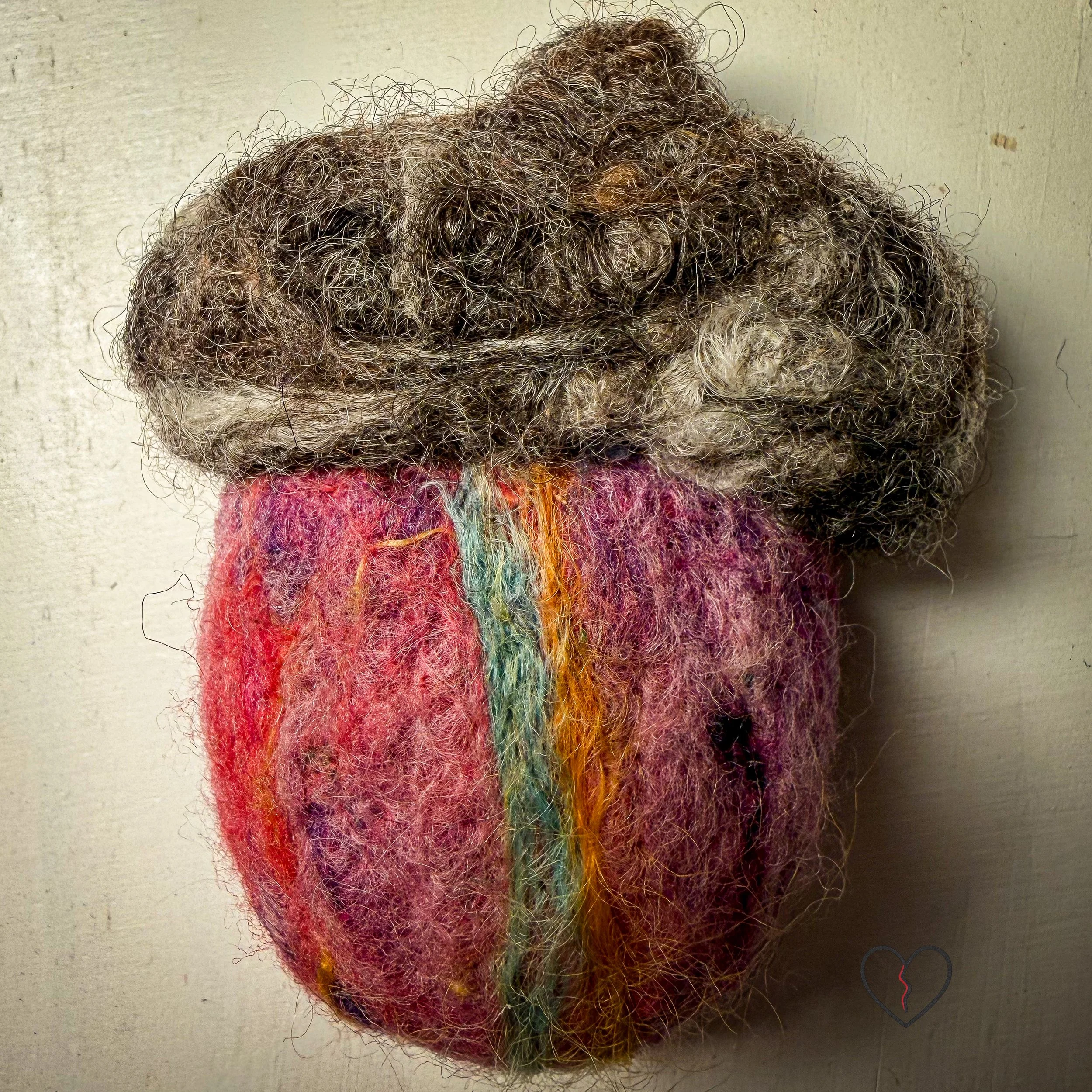 Autumn Acorn, Held - Needle-Felted Wool Art Pin