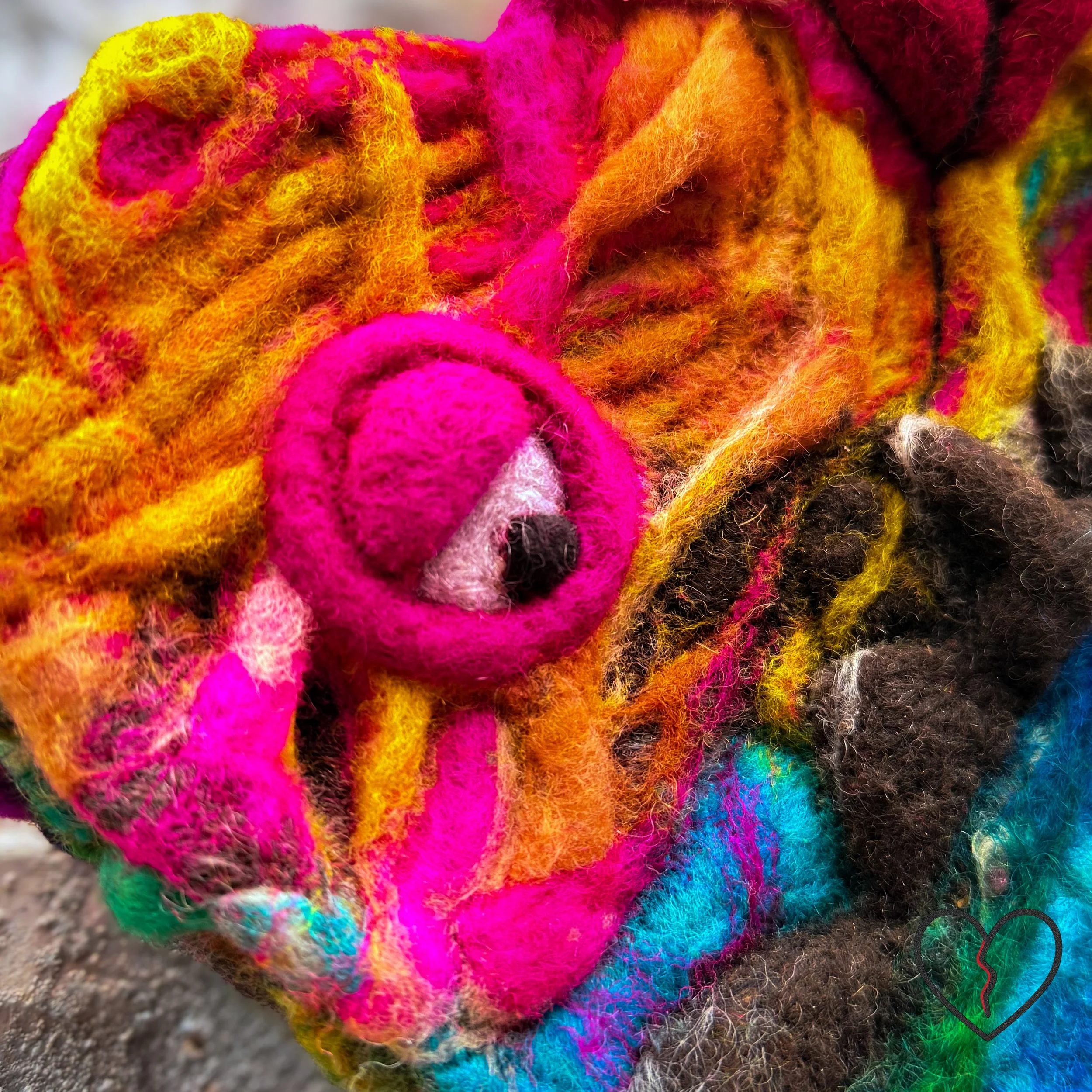 Melancholy Landscape Broken Heart Fiber Art by Kristi Yapp Wool Alchemist Needle Felted Wool Sculpture 2024