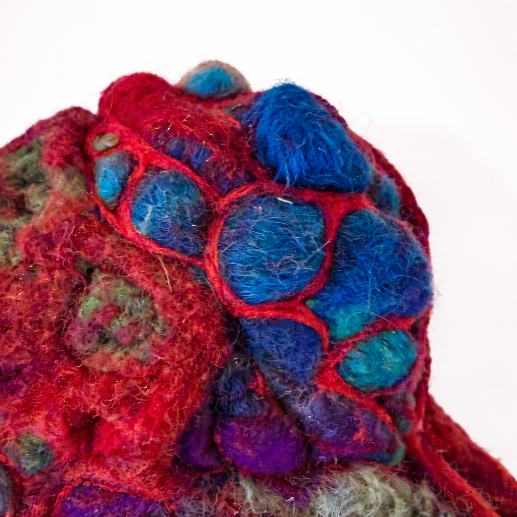 Veins of Grief | Broken Heart Fiber Sculpture | Needle Felted Wool Wall Art by Kristi Yapp