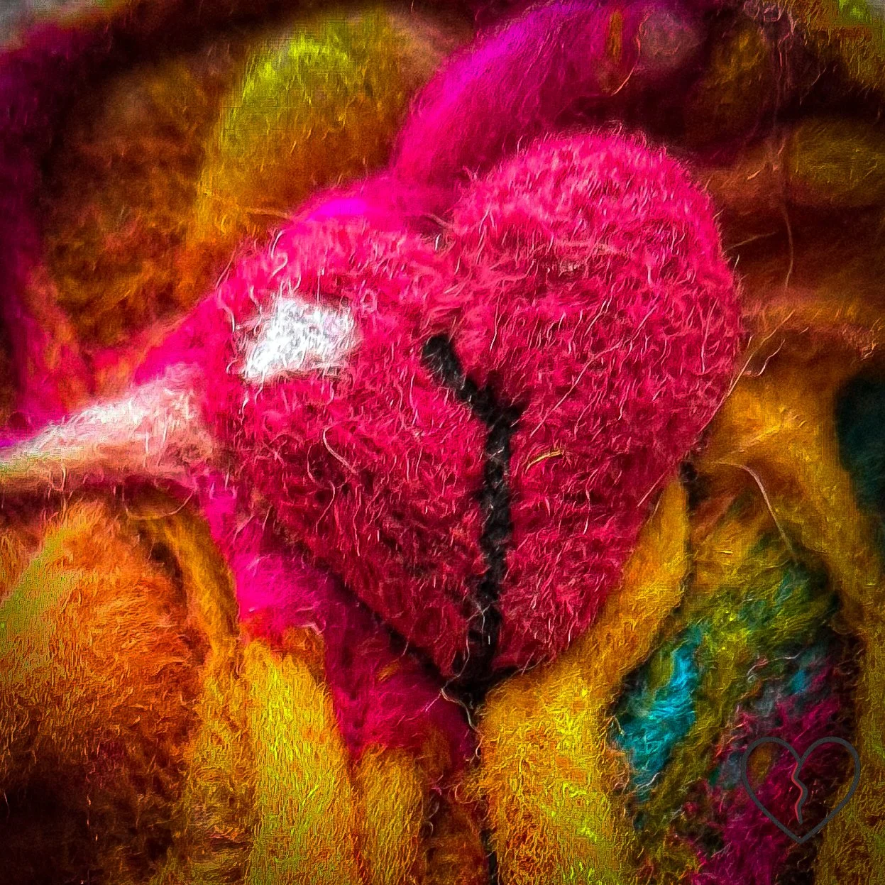 Melancholy Landscape Broken Heart Fiber Art by Kristi Yapp Wool Alchemist Needle Felted Wool Sculpture 2024