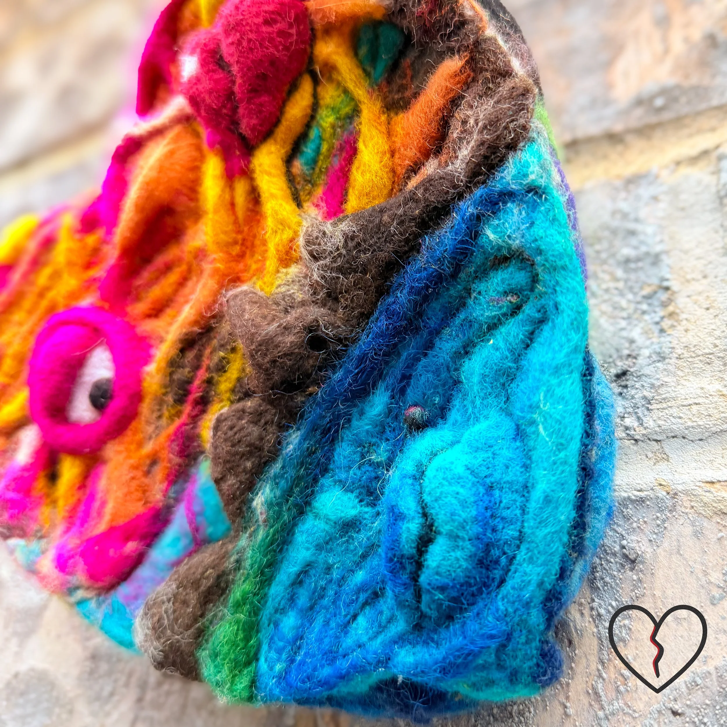 Melancholy Landscape Broken Heart Fiber Art by Kristi Yapp Wool Alchemist Needle Felted Wool Sculpture 2024