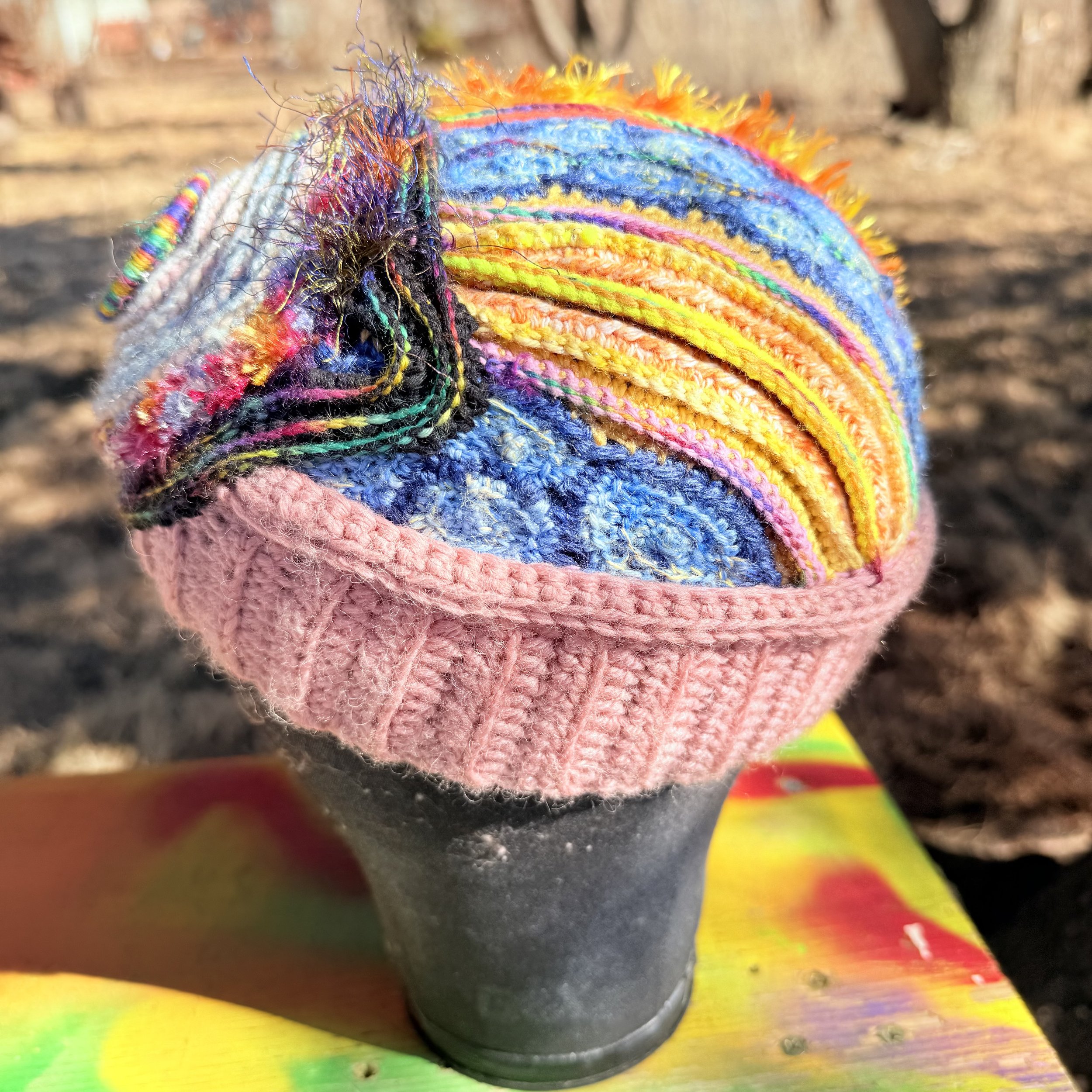 Truth Portal Third Eye Freeform Crochet Headpiece by Kristi Yapp Wool Alchemist Wearable Fiber Art