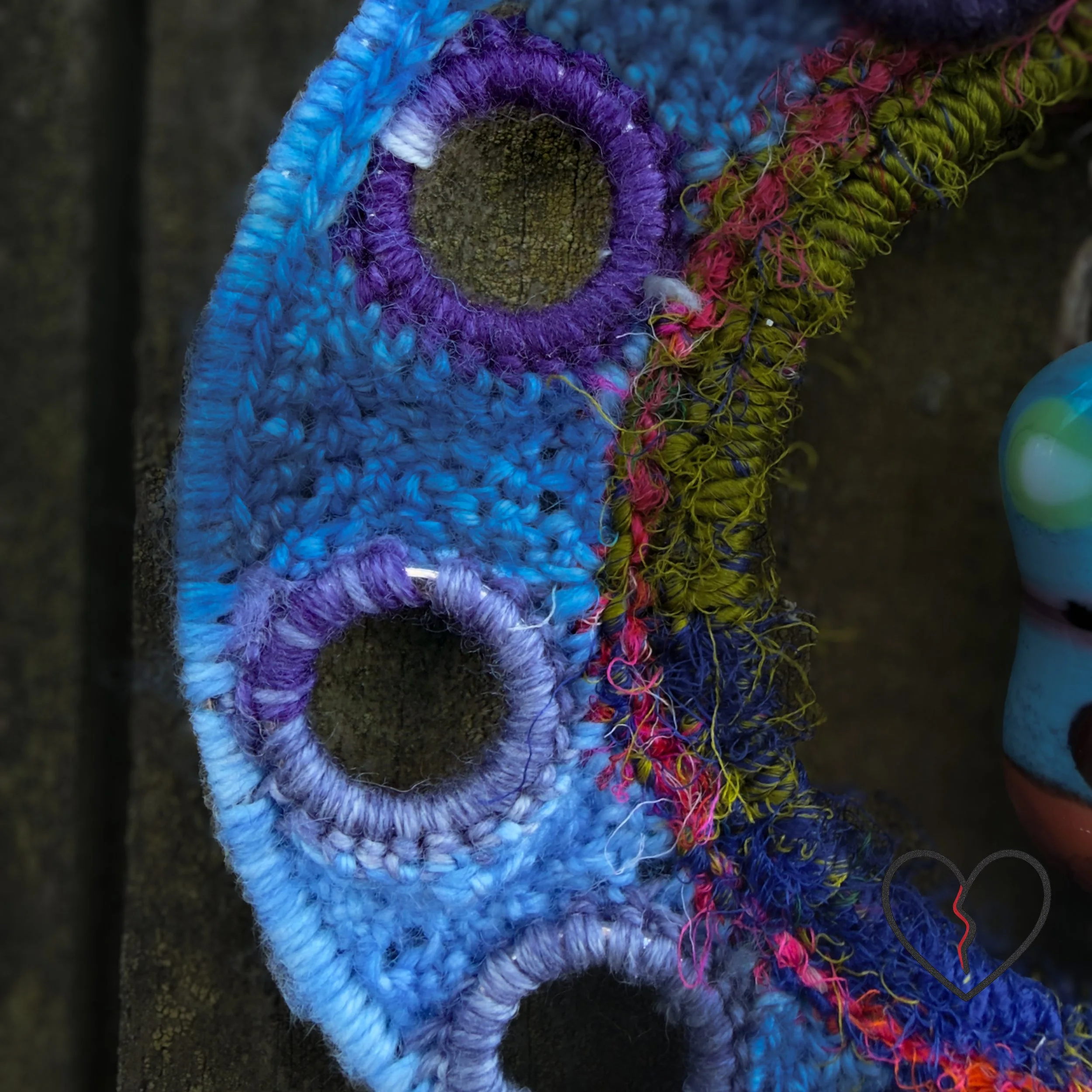 Blue crescent moon dreamcatcher with watchful eye bead and trade beads.