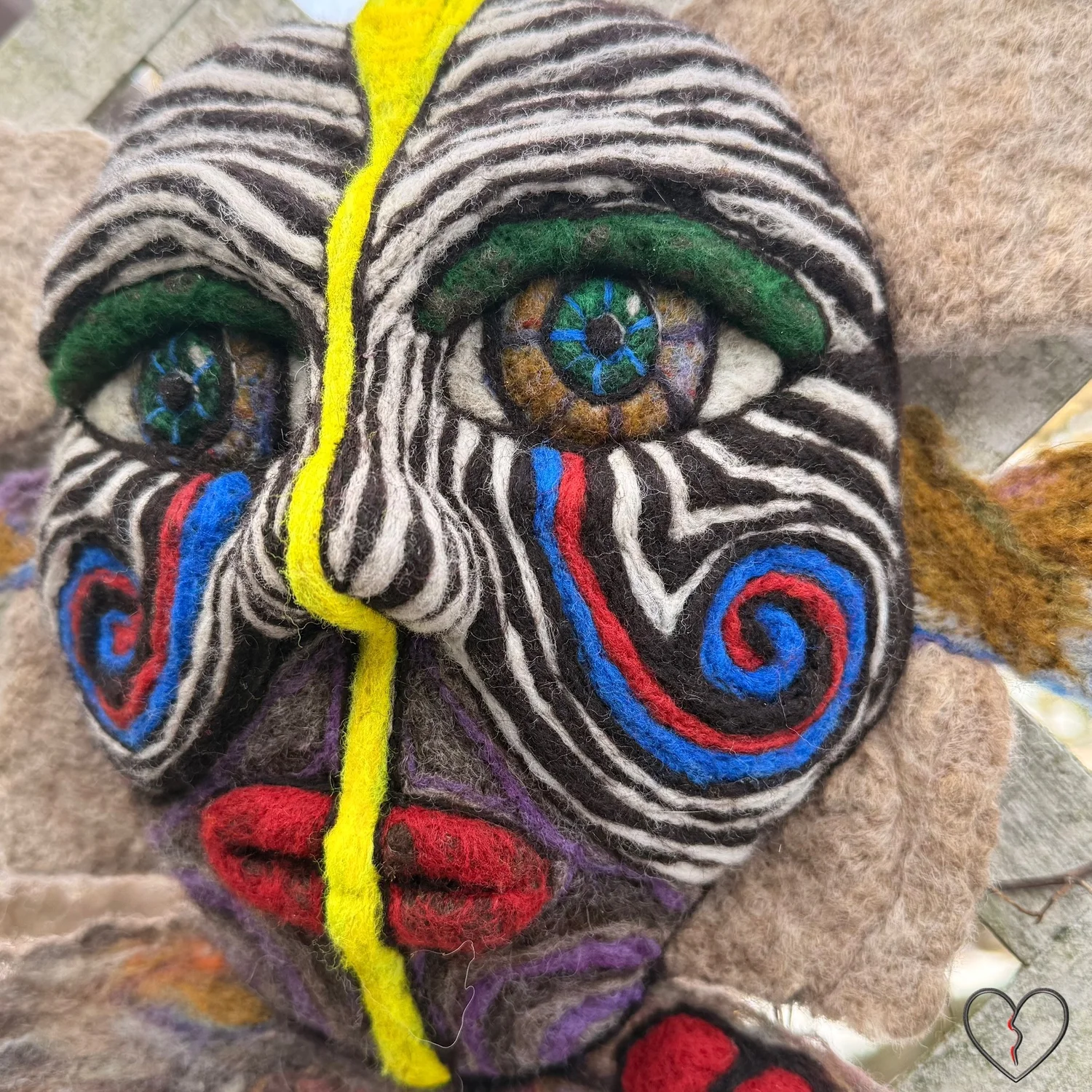 The Watcher – Hand-Felted Spirit Mask by Kristi Yapp, Wool