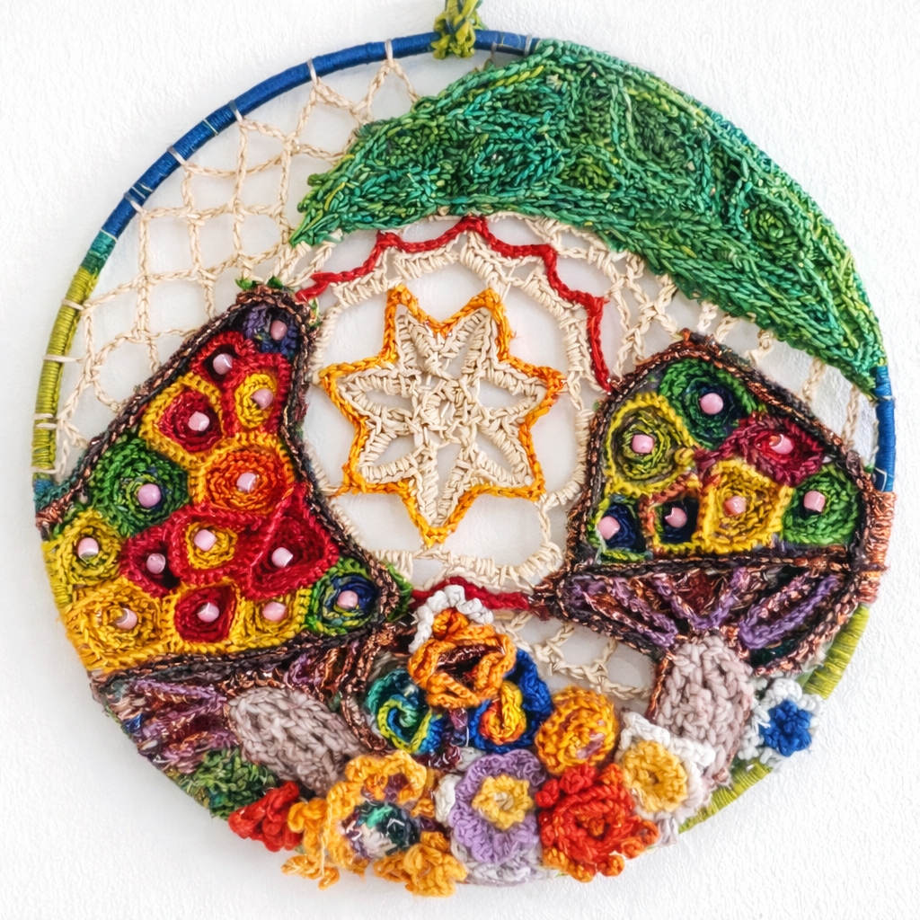 Sol Cycle: Spring | Freeform Crochet Fiber Wall Art | Seasonal Sun Series