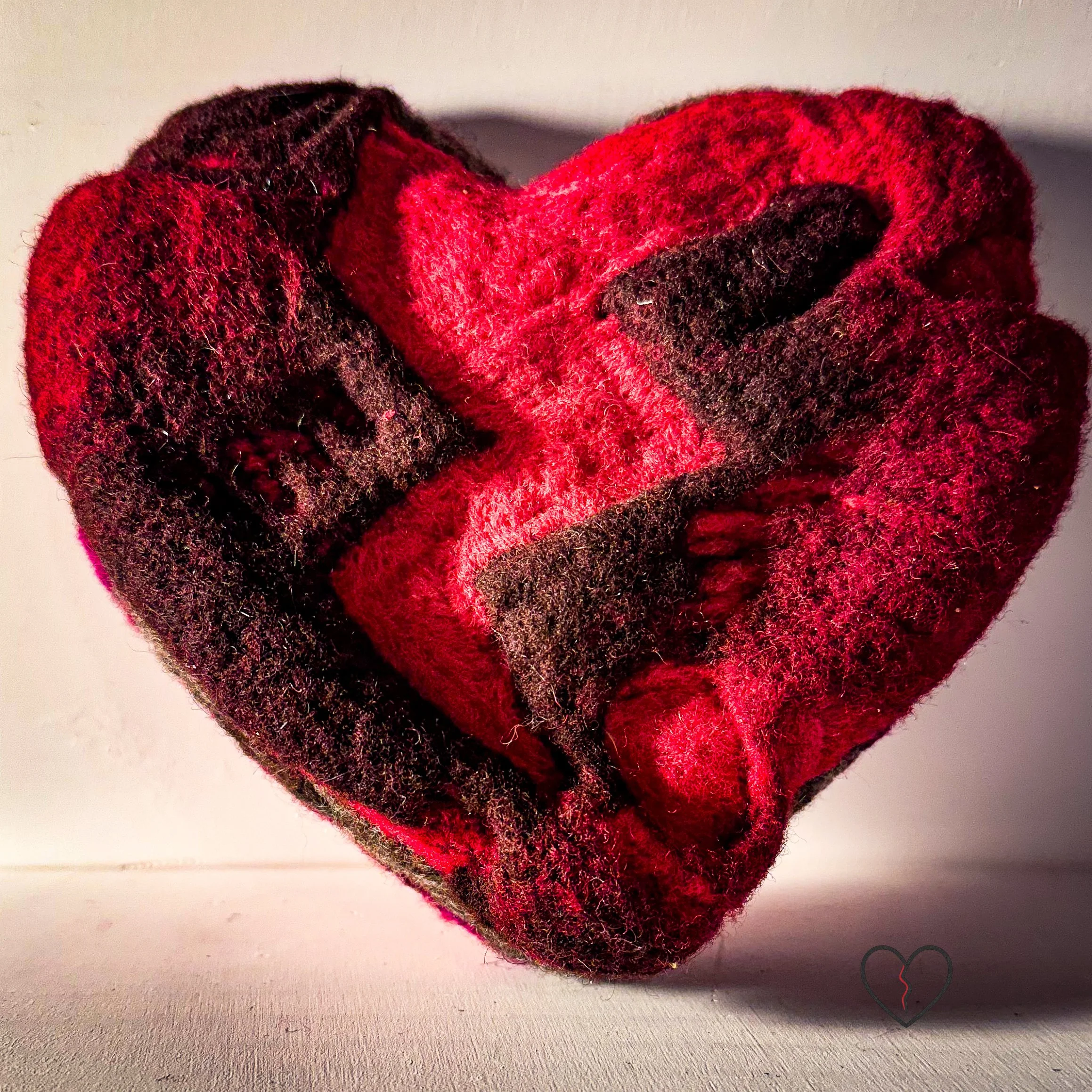 Molten Strength – Needle-Felted Wool Broken Heart Wall Art - 2025