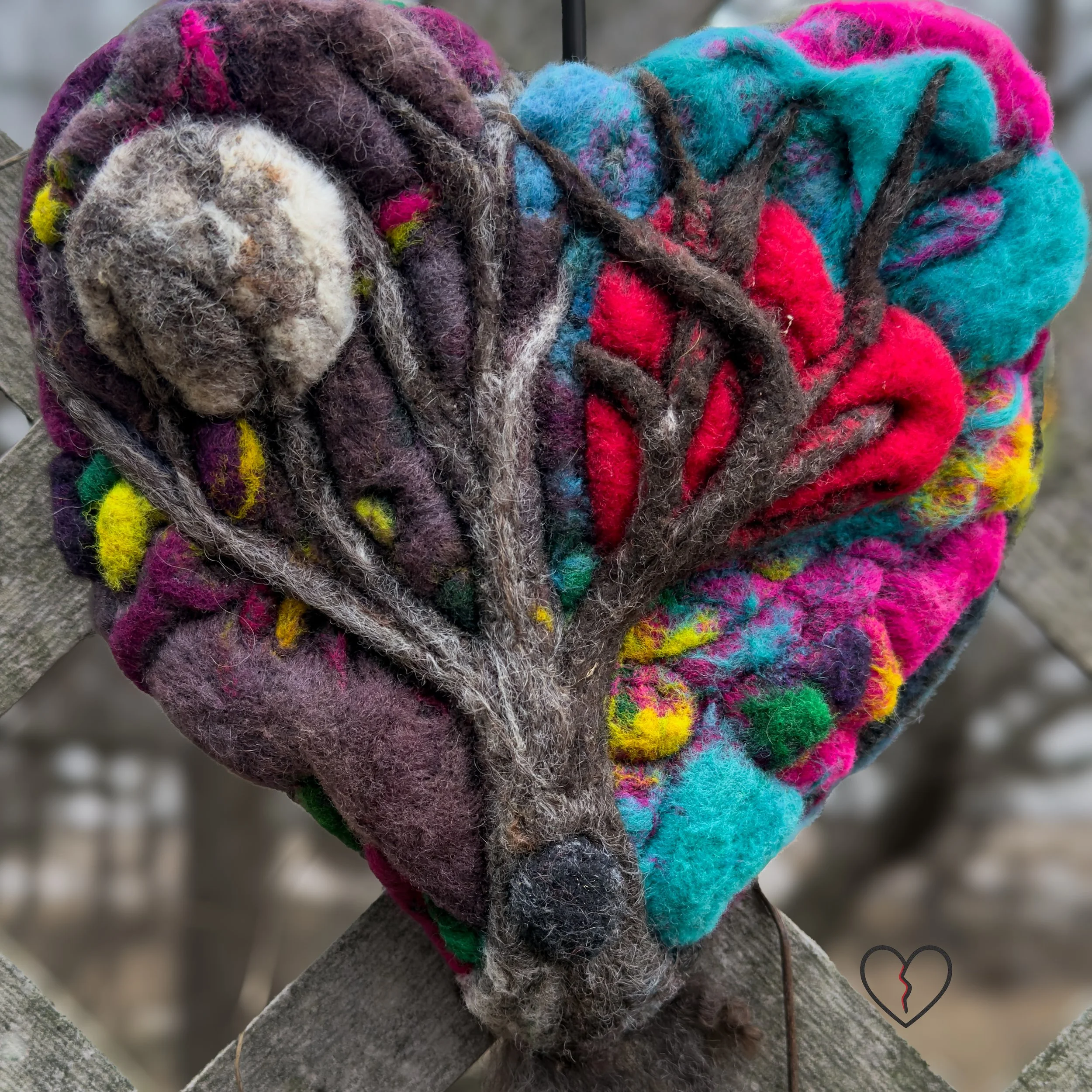 Duality Rooted | Needle-Felted Wool Broken Heart Wall Art (2025)