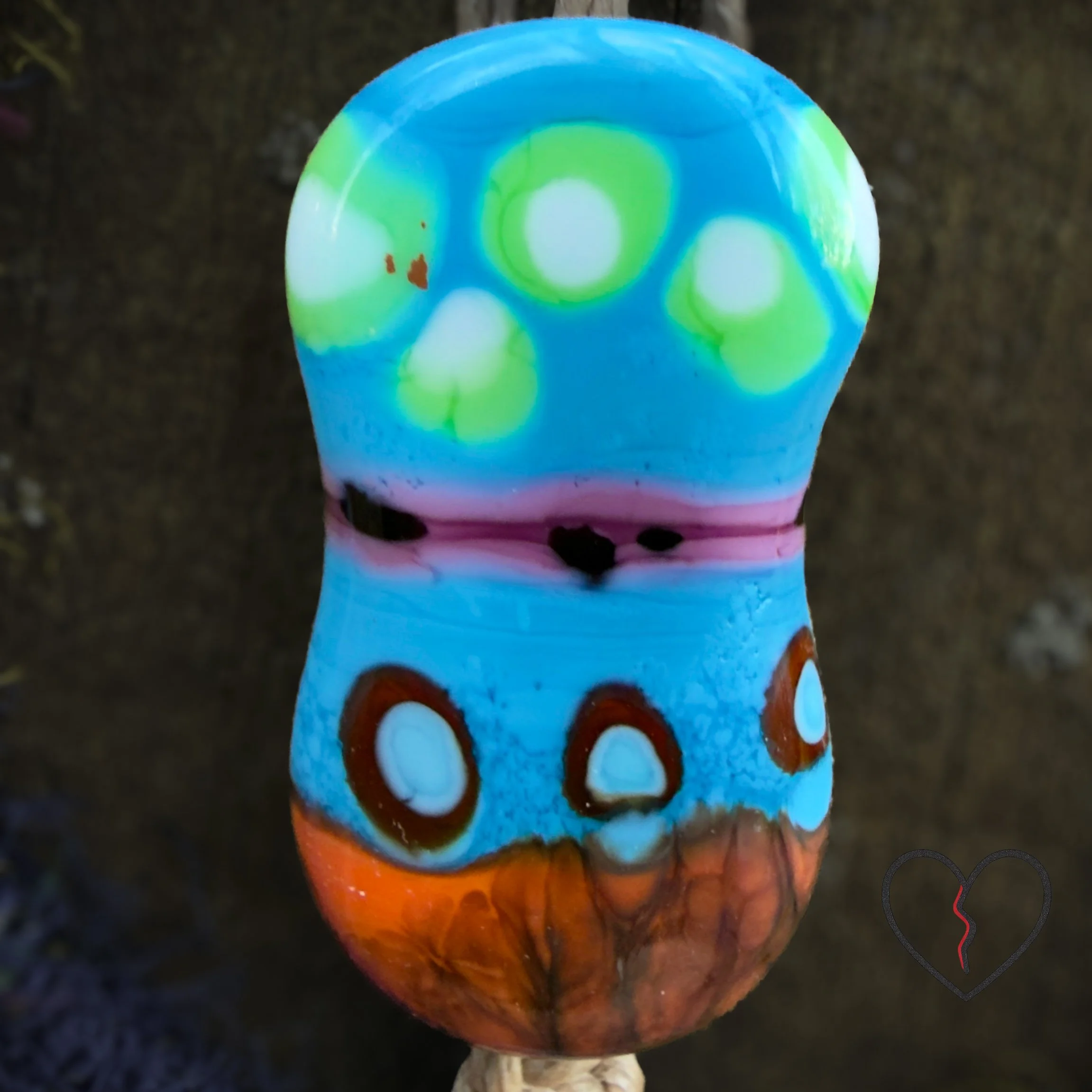 Blue crescent moon dreamcatcher with watchful eye bead and trade beads.