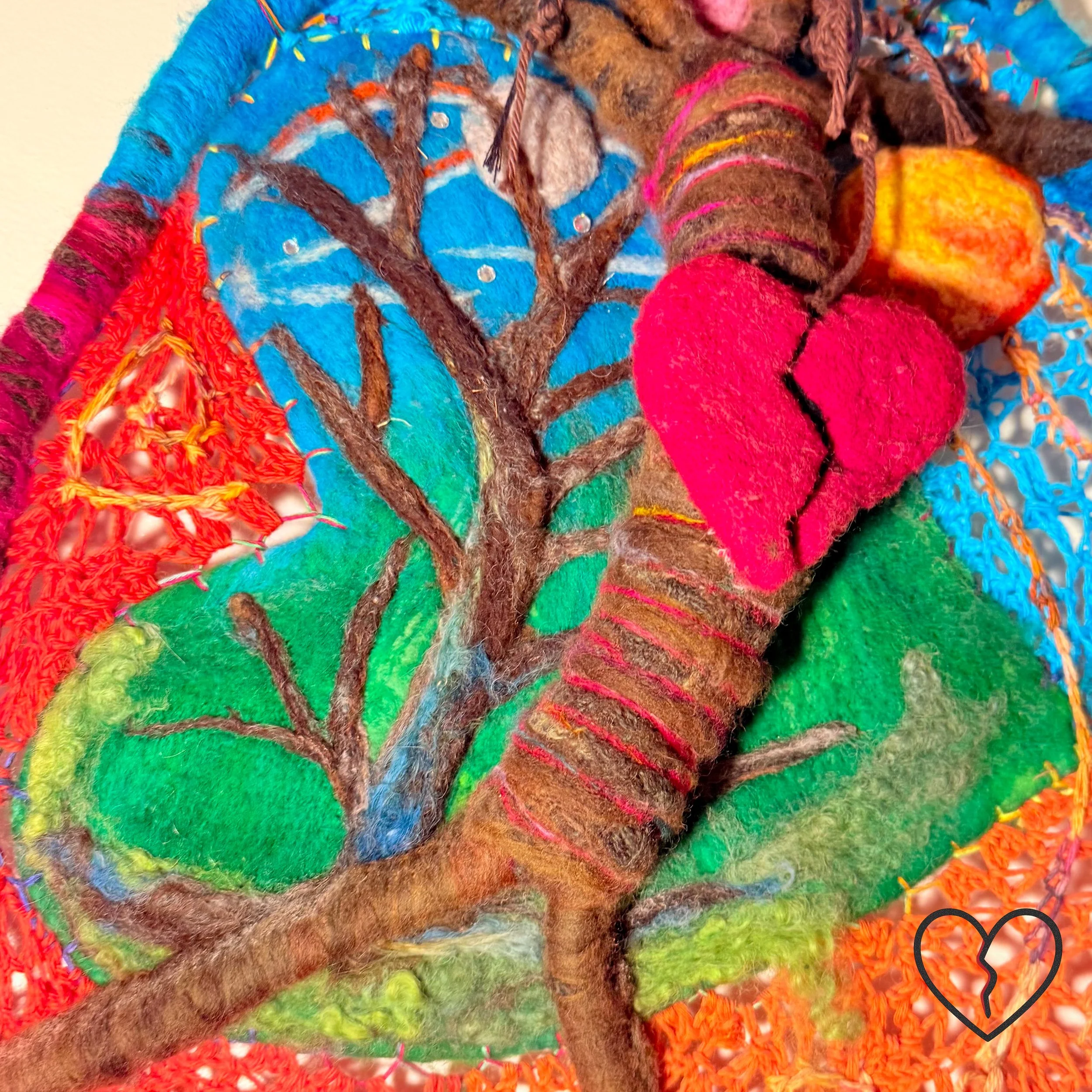 Temporal Arrest is a one of a kind 2024 mixed technique wool art sculpture by Kristi Yapp exploring emotional immobilization, grief, and the passage of time through symbolic fiber construction.