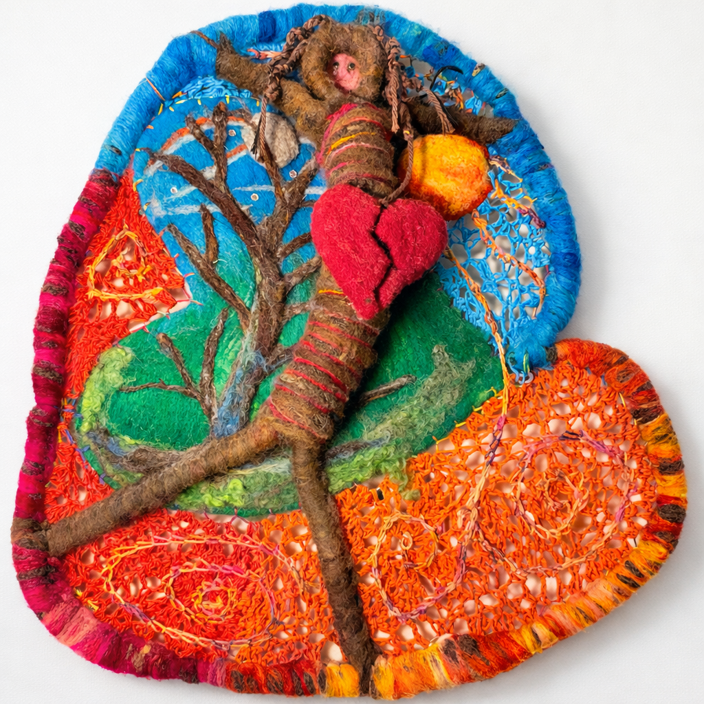 Temporal Arrest Mixed Technique Wool Art Sculpture 2024 | Symbolic Fiber Art by Kristi Yapp