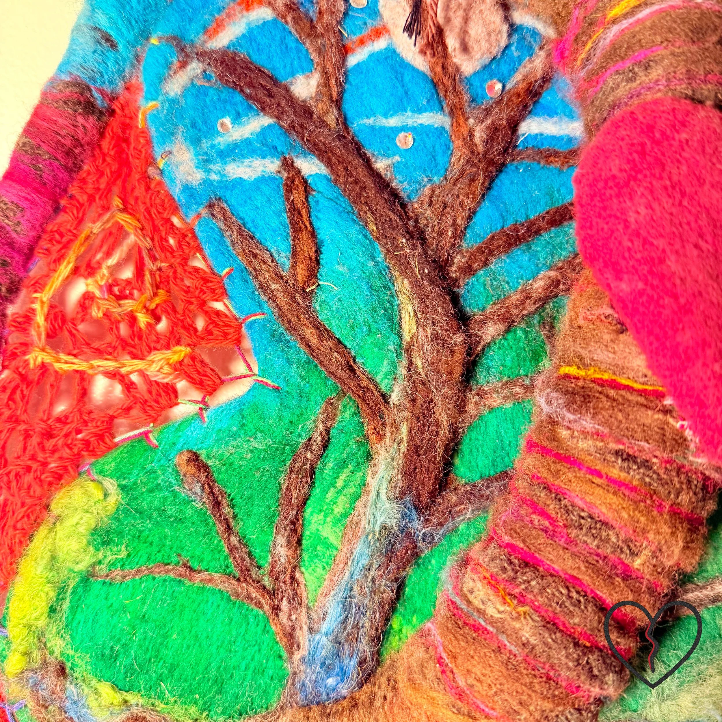 Temporal Arrest is a one of a kind 2024 mixed technique wool art sculpture by Kristi Yapp exploring emotional immobilization, grief, and the passage of time through symbolic fiber construction.