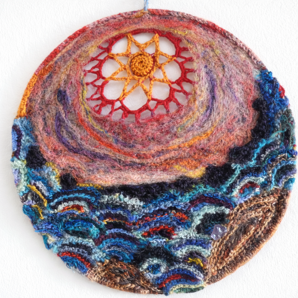 Sol Cycle: Summer | Freeform Crochet Fiber Wall Art | Seasonal Sun Series