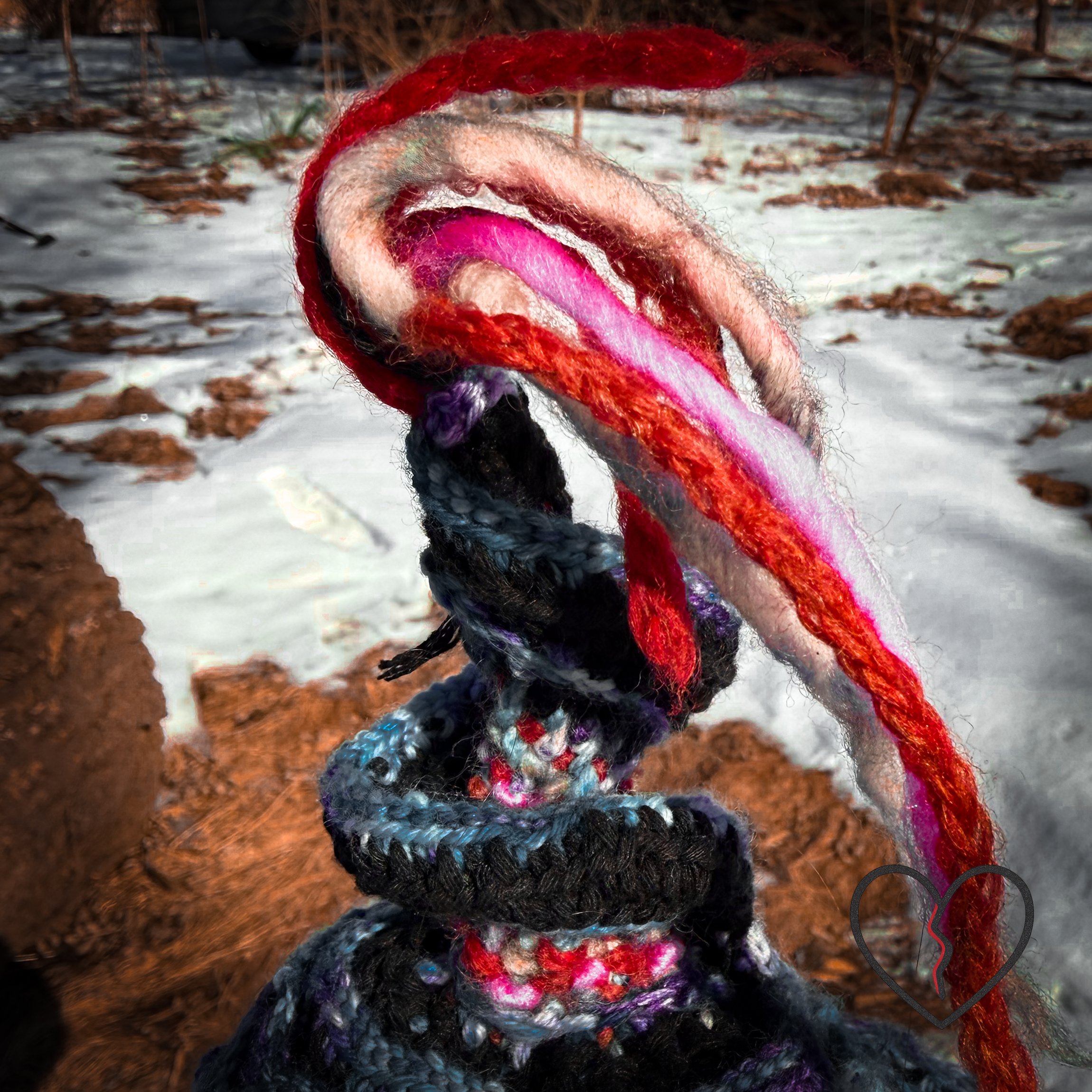 Unique freeform crochet and handwoven wool headpiece with sculptural lattice design and fur brim, wearable fiber art from 2026.