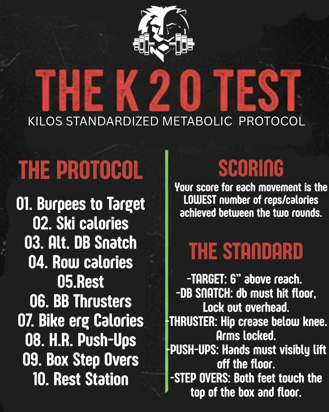 Tomorrows Class workout
see you at 7a.m. or 8a.m.

☣️ THE K 2 O TEST: THE TRUTH COMES OUT IN ROUND 2.

We aren't just testing your engine&mdash;we&rsquo;re testing your discipline.

The K 2 O Protocol is simple but lethal: 1 Minute of Max Effort. 8 S
