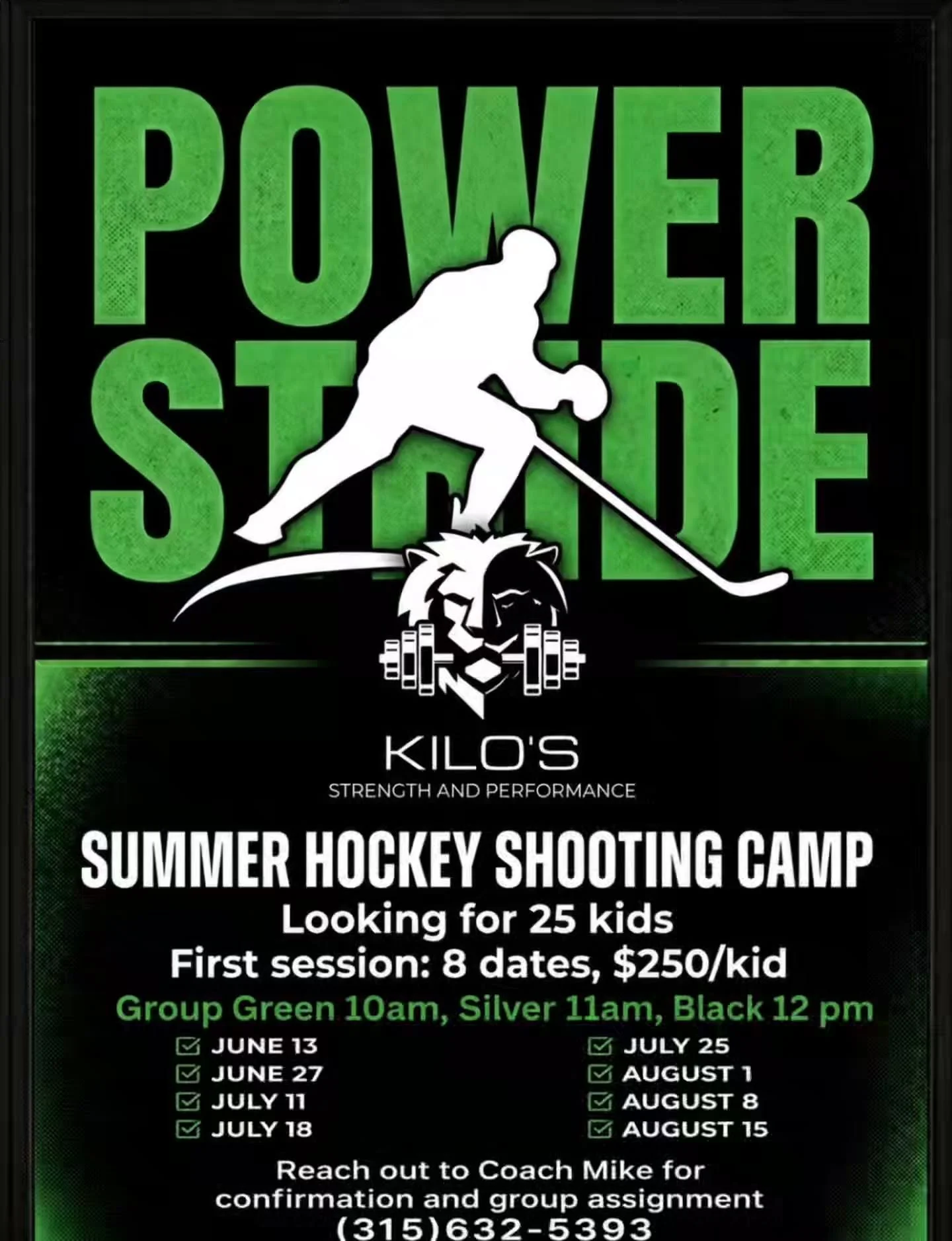 Summer hockey is back! I promise this will sell out fast.  Saturdays mornings.  Shooting mixed with speed and agility