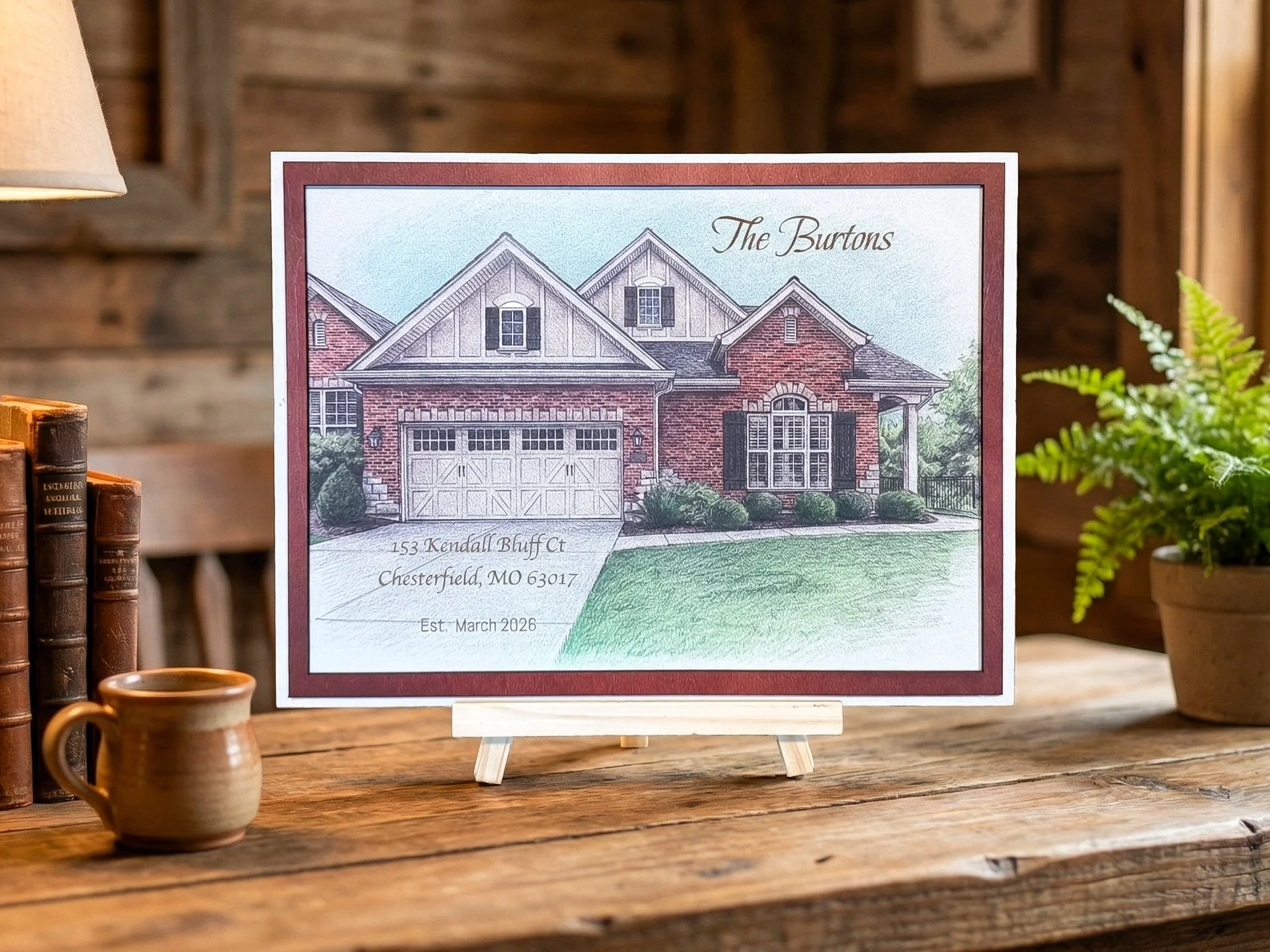 Classic Pencil Illustration Home Portrait