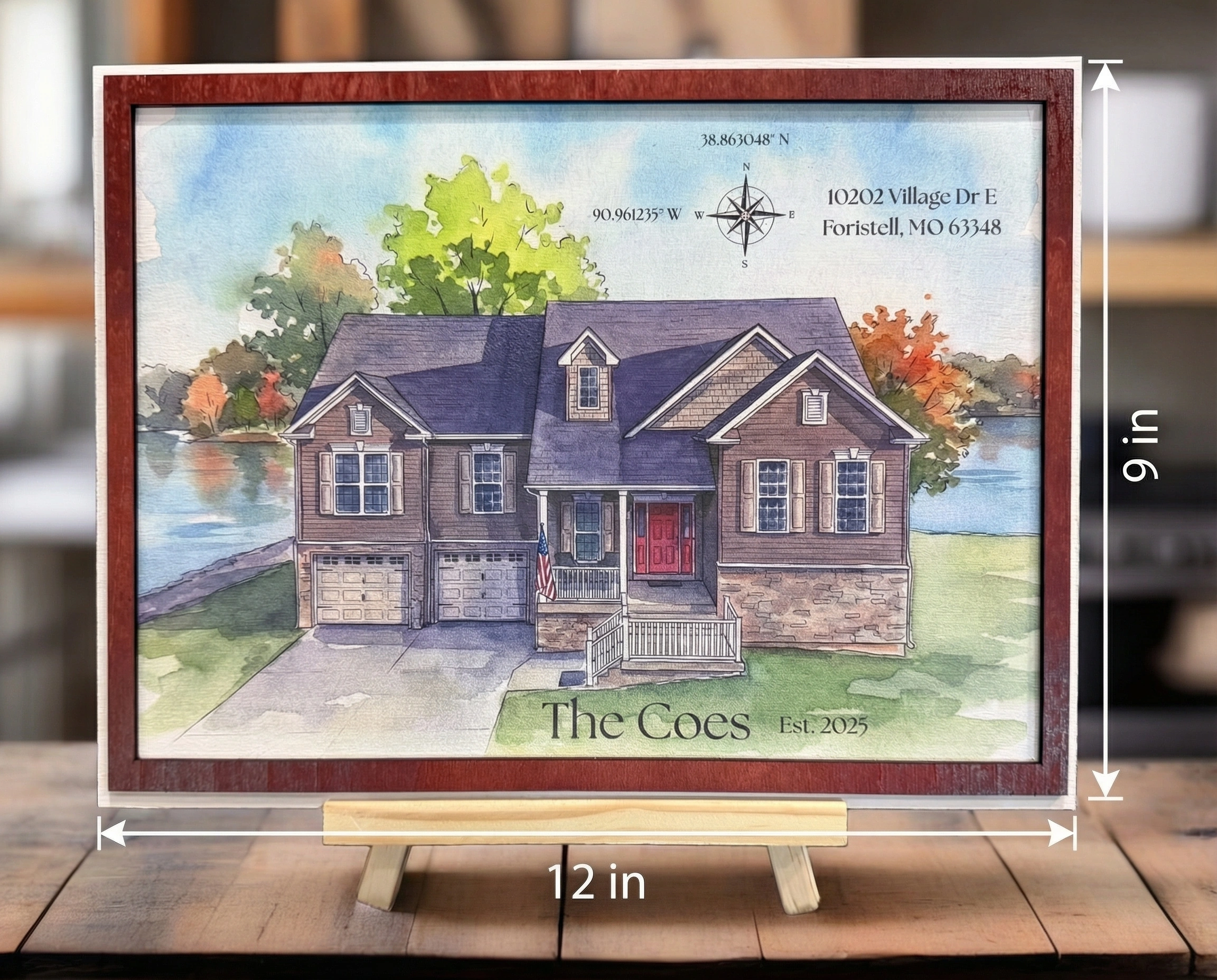 Watercolor Home Portrait Wood Art