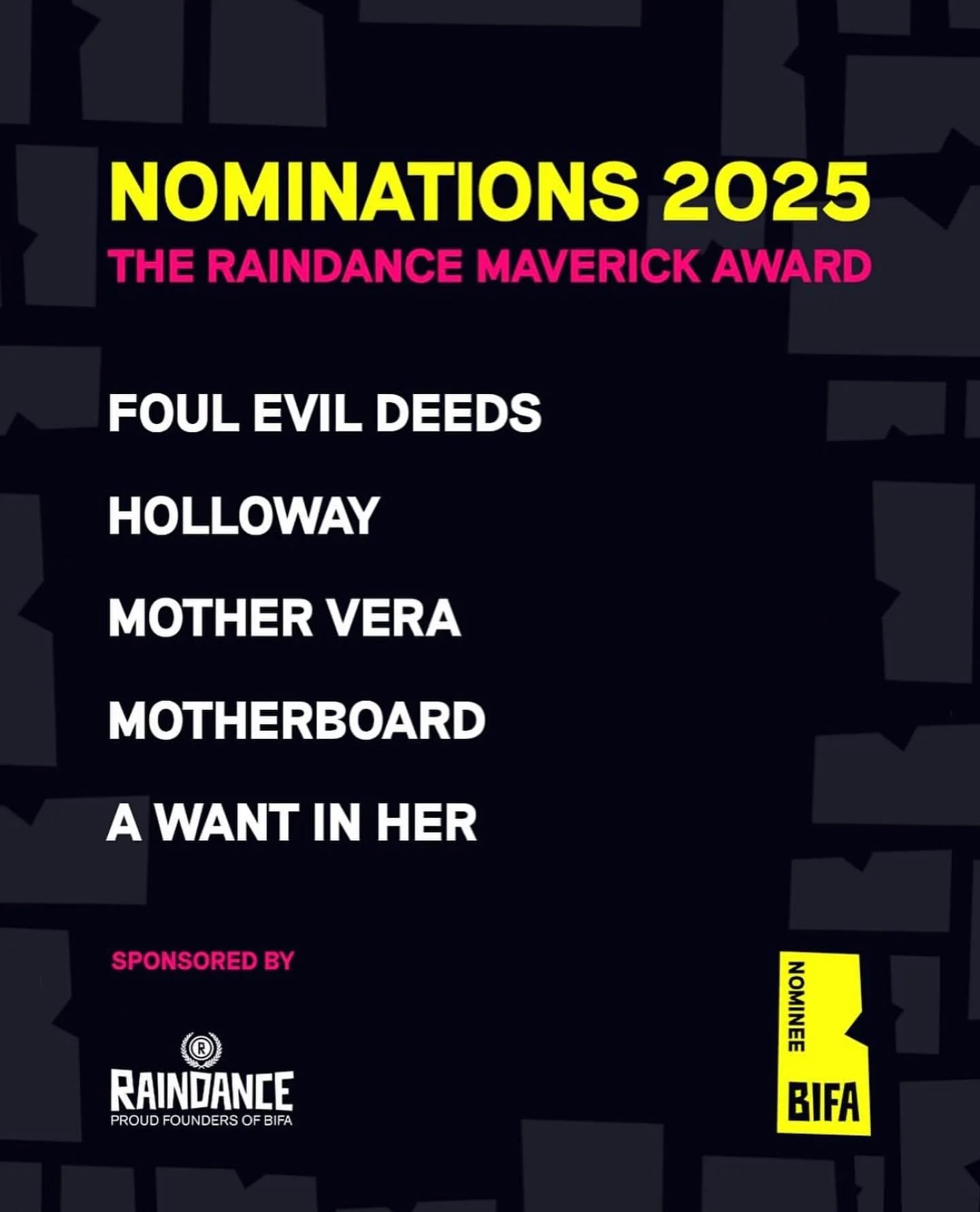 Over the moon that HOLLOWAY has been nominated for the Raindance Maverick Award at the @bifa_film British Independent Film Awards 2025.

A testament to the love, hard work and care poured into this documentary over the past five years through our tra