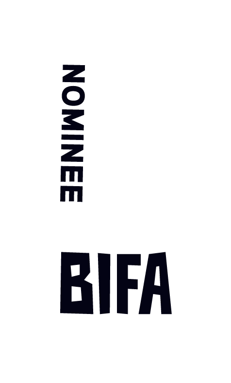 A black and white sign with the words "BIFA" and "NO MININEE" on it, shaped irregularly.