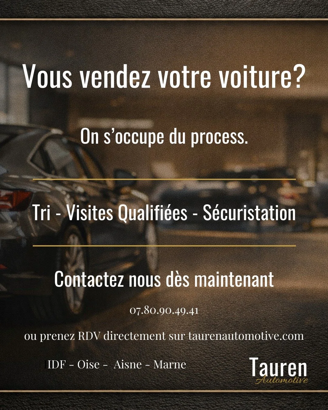 Vous vendez votre voiture ? On s&rsquo;occupe du process : tri, visites qualifi&eacute;es, s&eacute;curisation.
 IDF - Oise - Aisne - Marne 
#mandatdevente #vendresavoiture #voitureoccasion #parisauto #iledefrance #yvelines #oise #marne