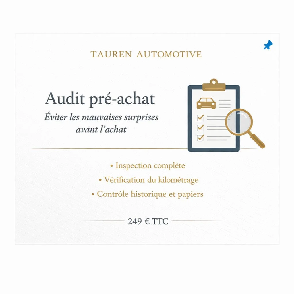 Audit pr&eacute;-achat &mdash; 249 &euro; TTC

Avant d&rsquo;acheter un v&eacute;hicule d&rsquo;occasion, mieux vaut v&eacute;rifier.

L&rsquo;audit pr&eacute;-achat permet d&rsquo;identifier les points de vigilance avant engagement, avec une lecture