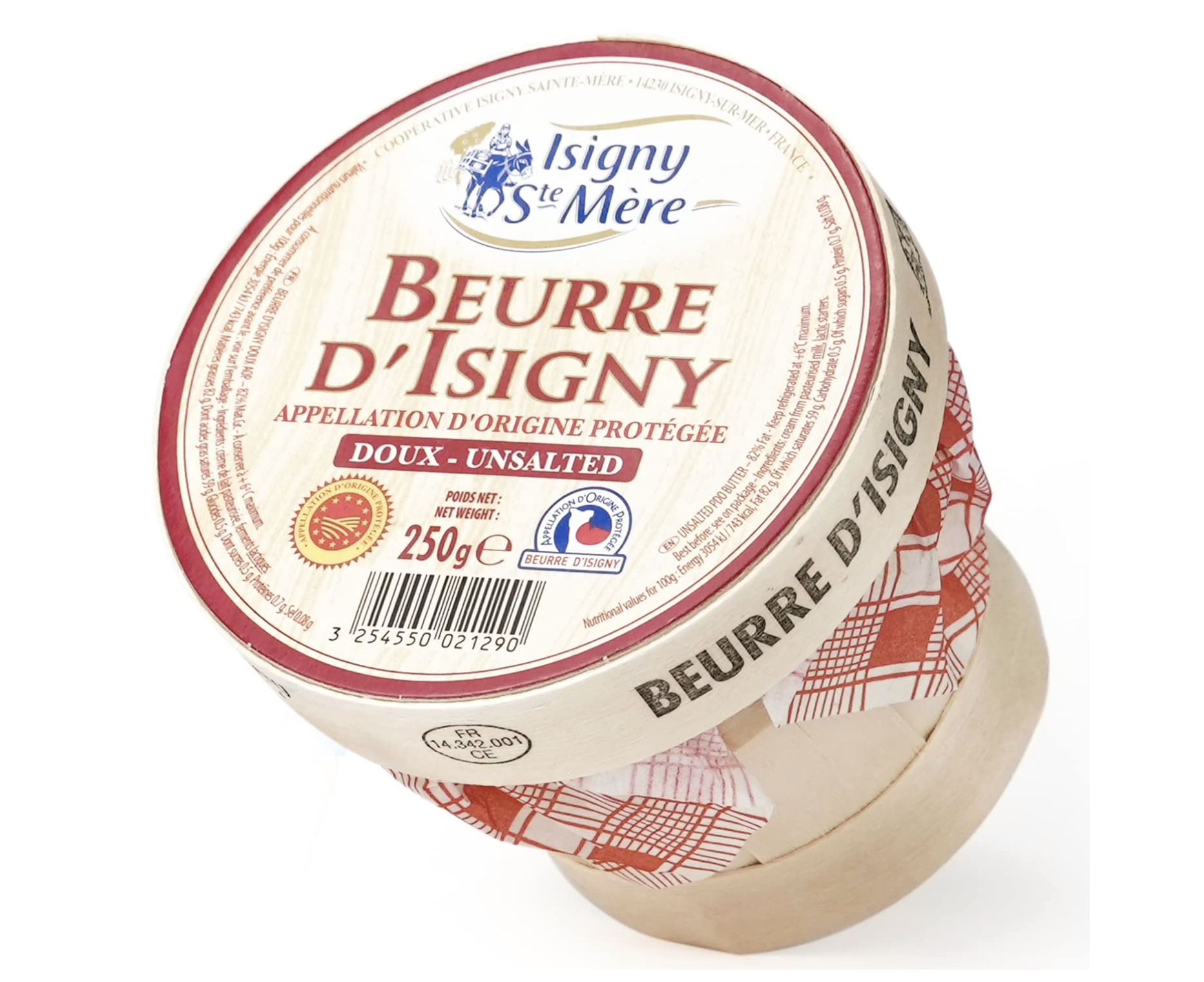 Isigny French Normandy Unsalted Butter Basket – 6 PCS x 8.8 OZ – Grass Fed European Butter