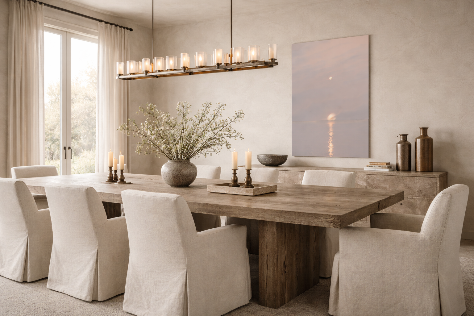 Elegant dining room with seascape artwork.png