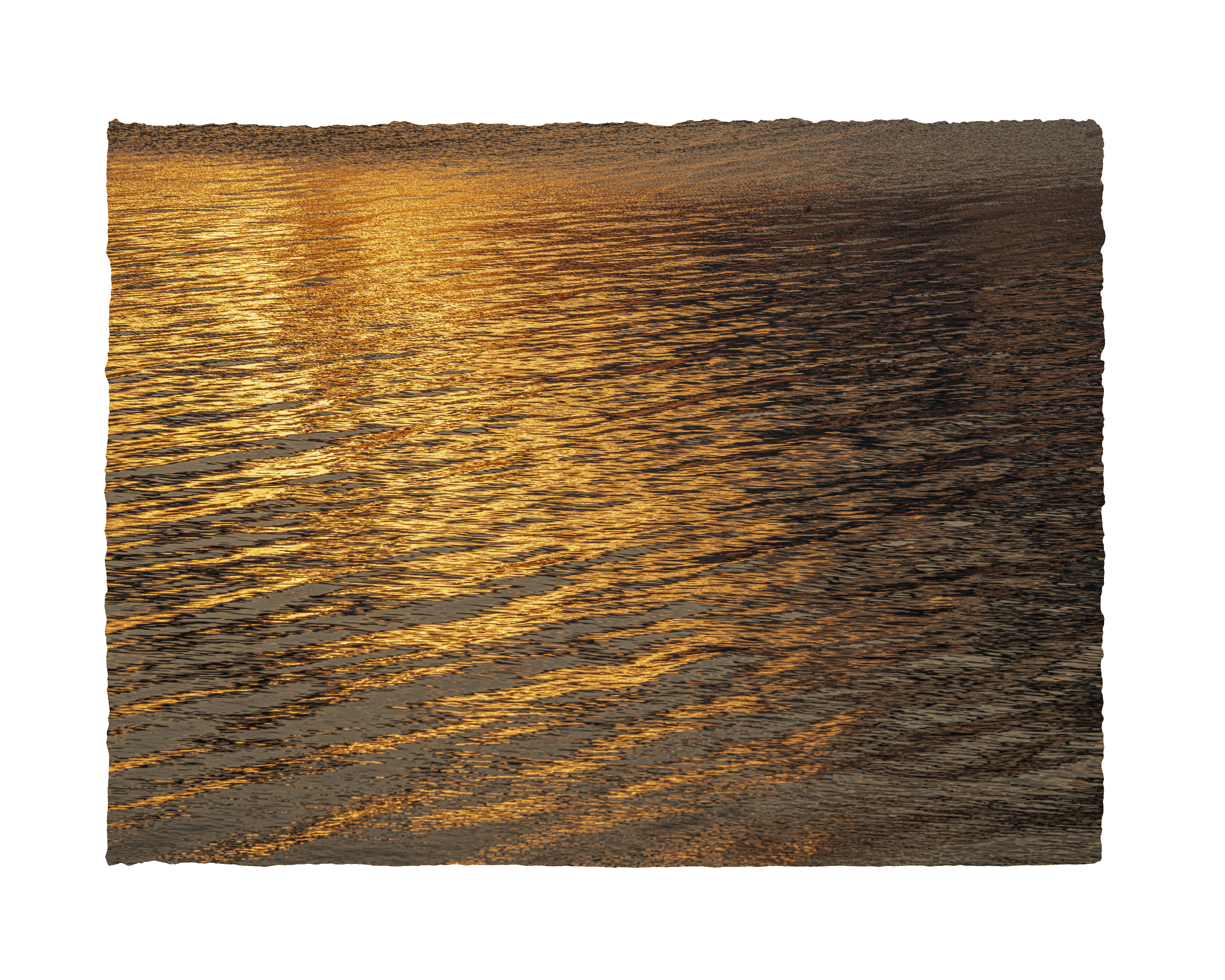 Sunset reflecting off the rippling water of a lake or ocean
