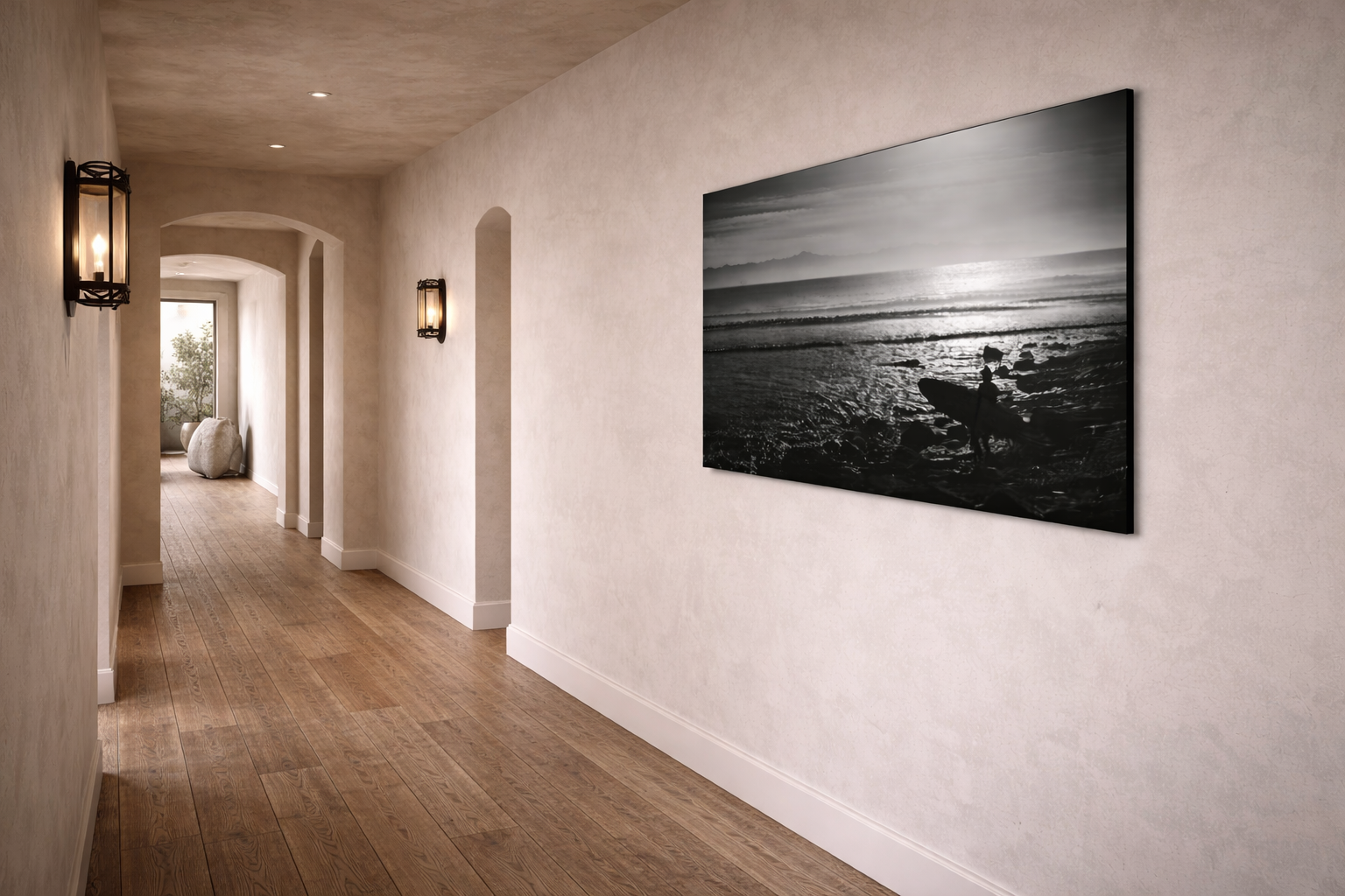silver-tide-black-white-surfer-art-hallway.png
