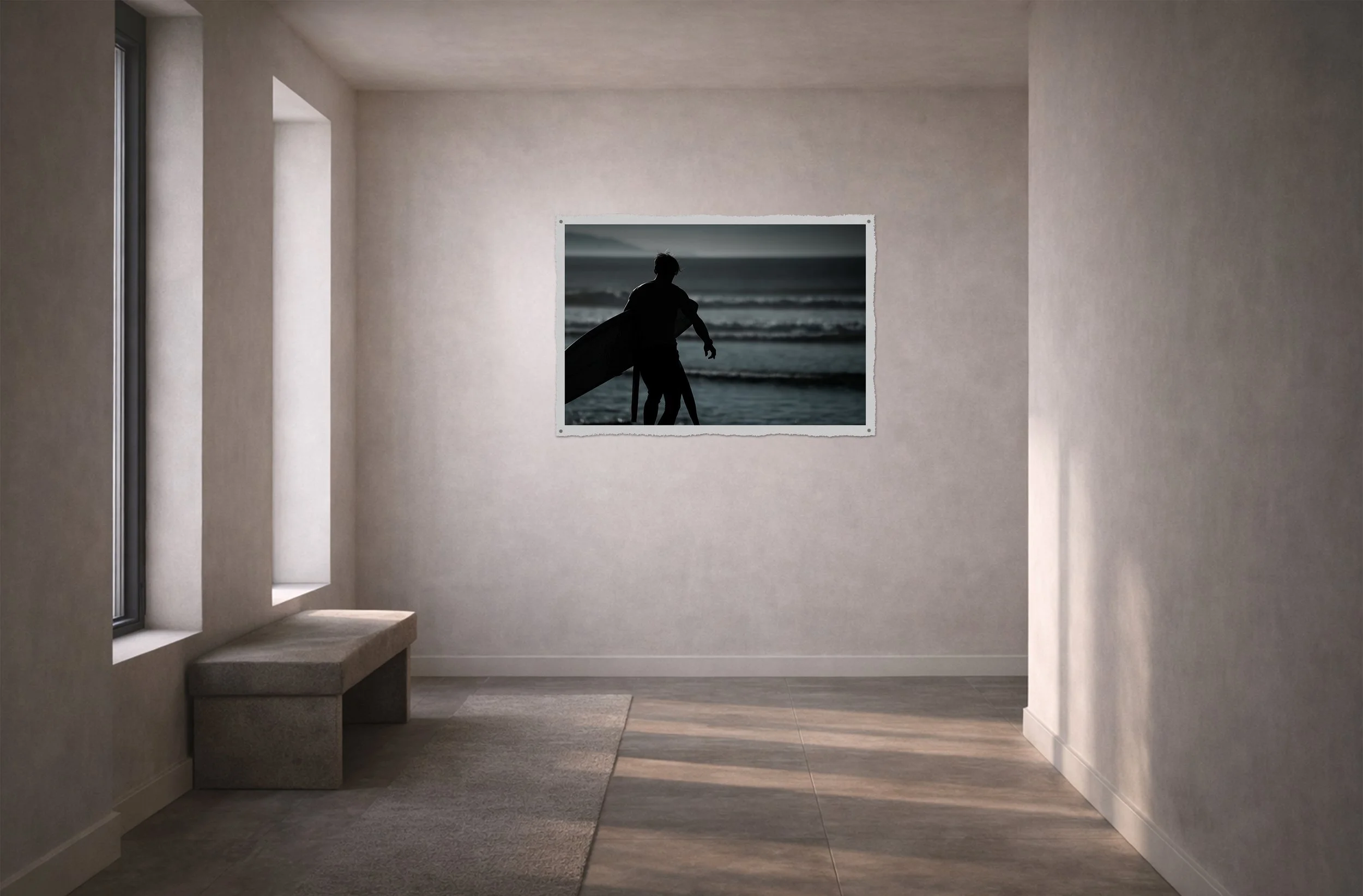 border-rag-pacific-coast-surfer-silhouette-coastal-print-hallway.jpg