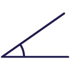 Line drawing of a right triangle with a protractor measuring the angle