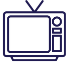 Line drawing of a vintage television set with antennas.