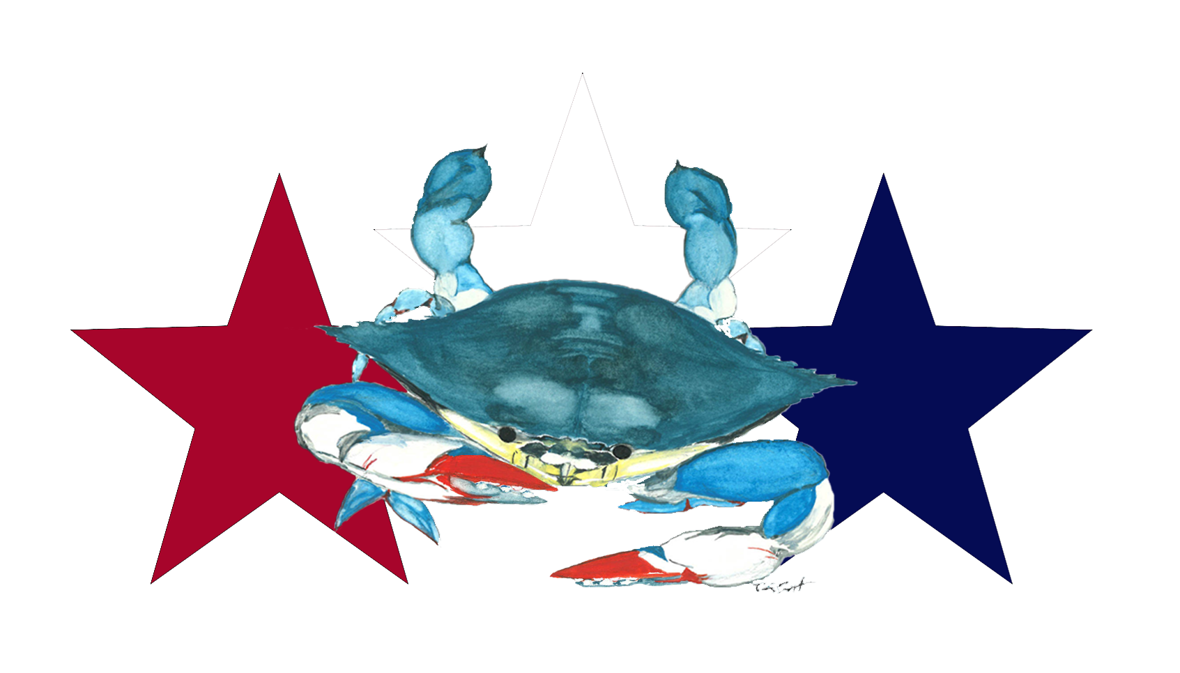 Crabby Larry Red, White & Blue Crab T-shirts - The OG & First Crabby Larry T-shirt