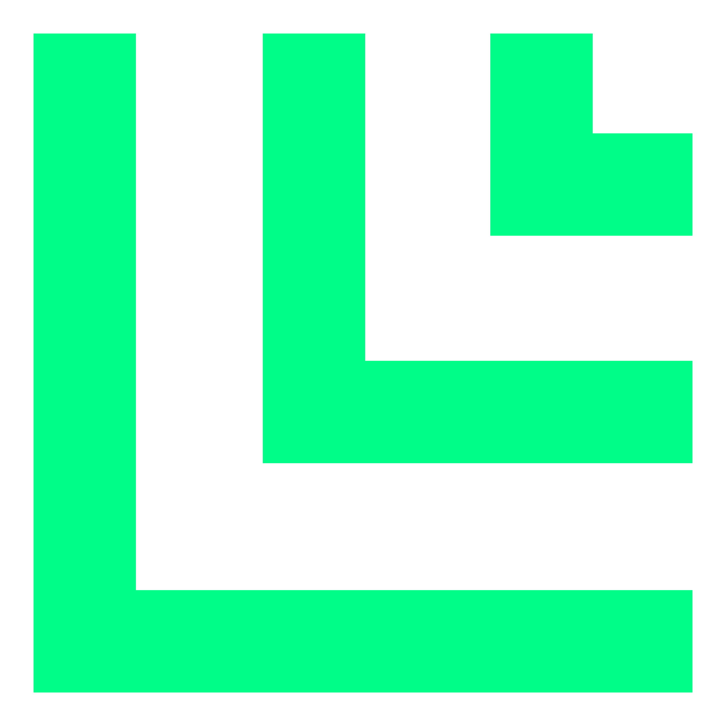 A stylized, geometric number 5 in bright green color on a black background.