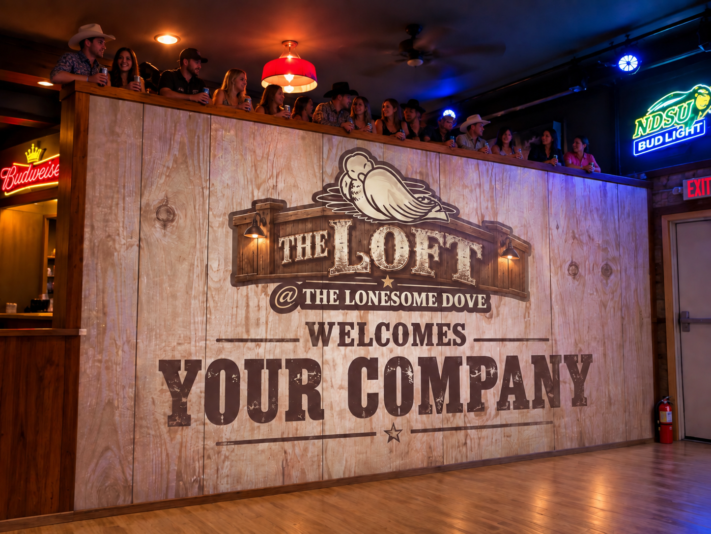 Your Company Logo or Group Name Projected on our dancefloor wall