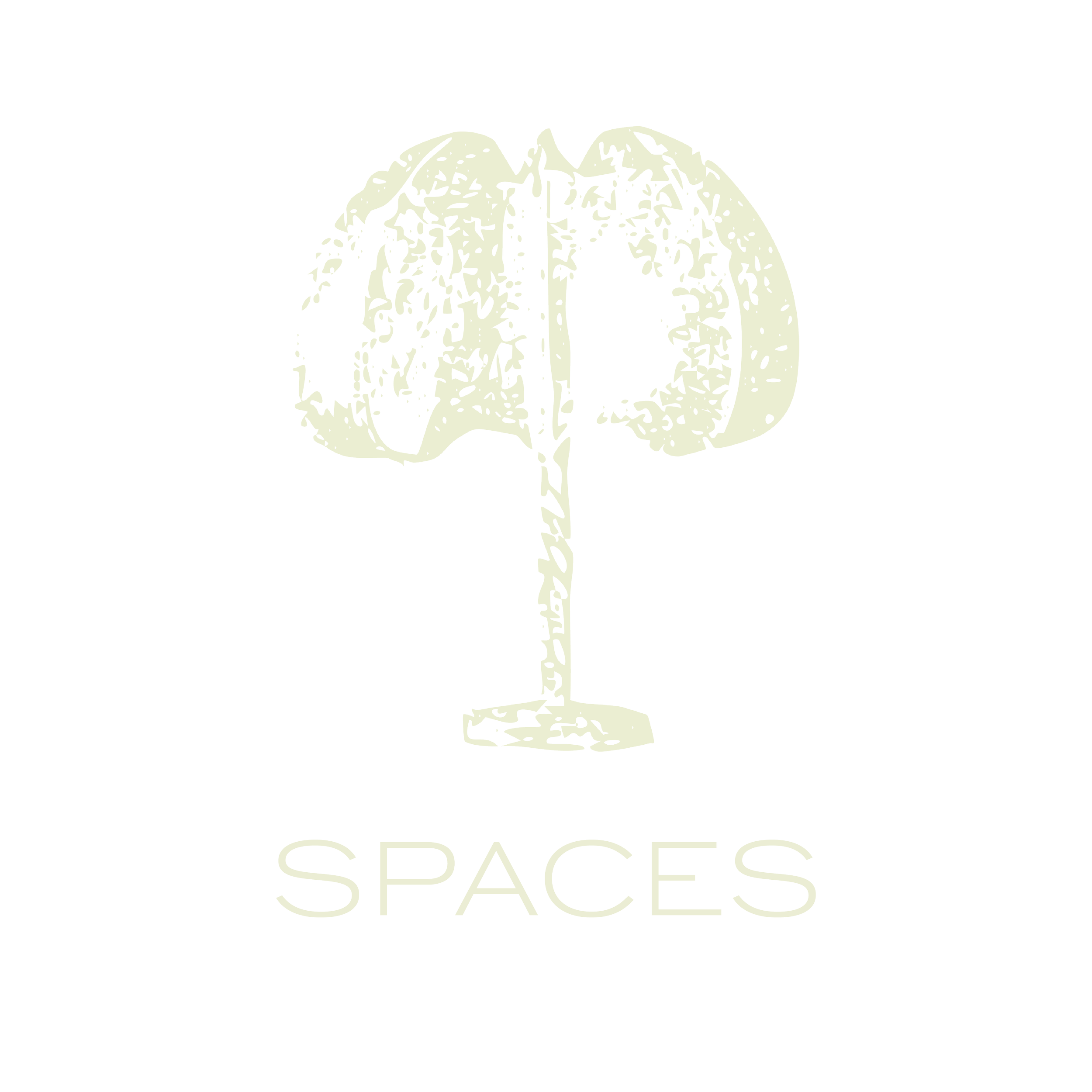 A stylized illustration of a lamp, with the word 'SPACES' written below.