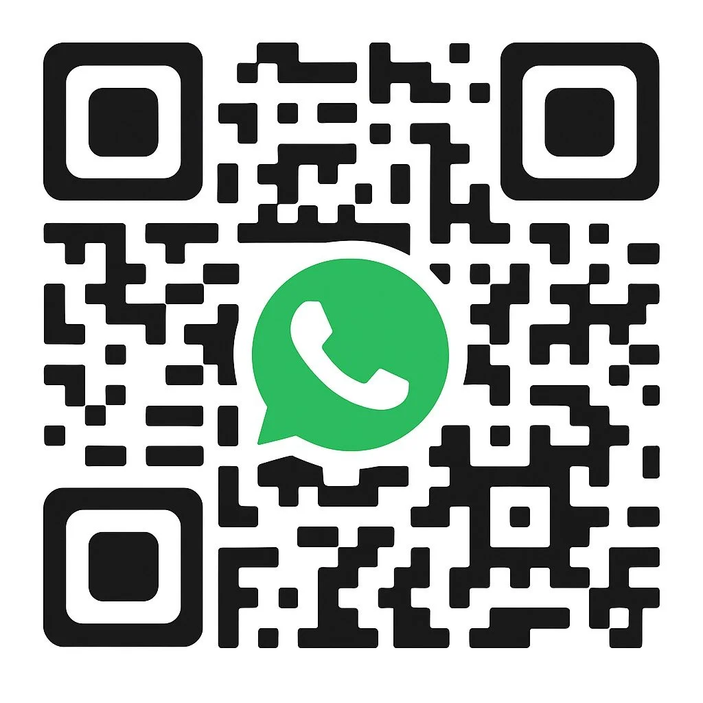 QR code with WhatsApp icon in the center.