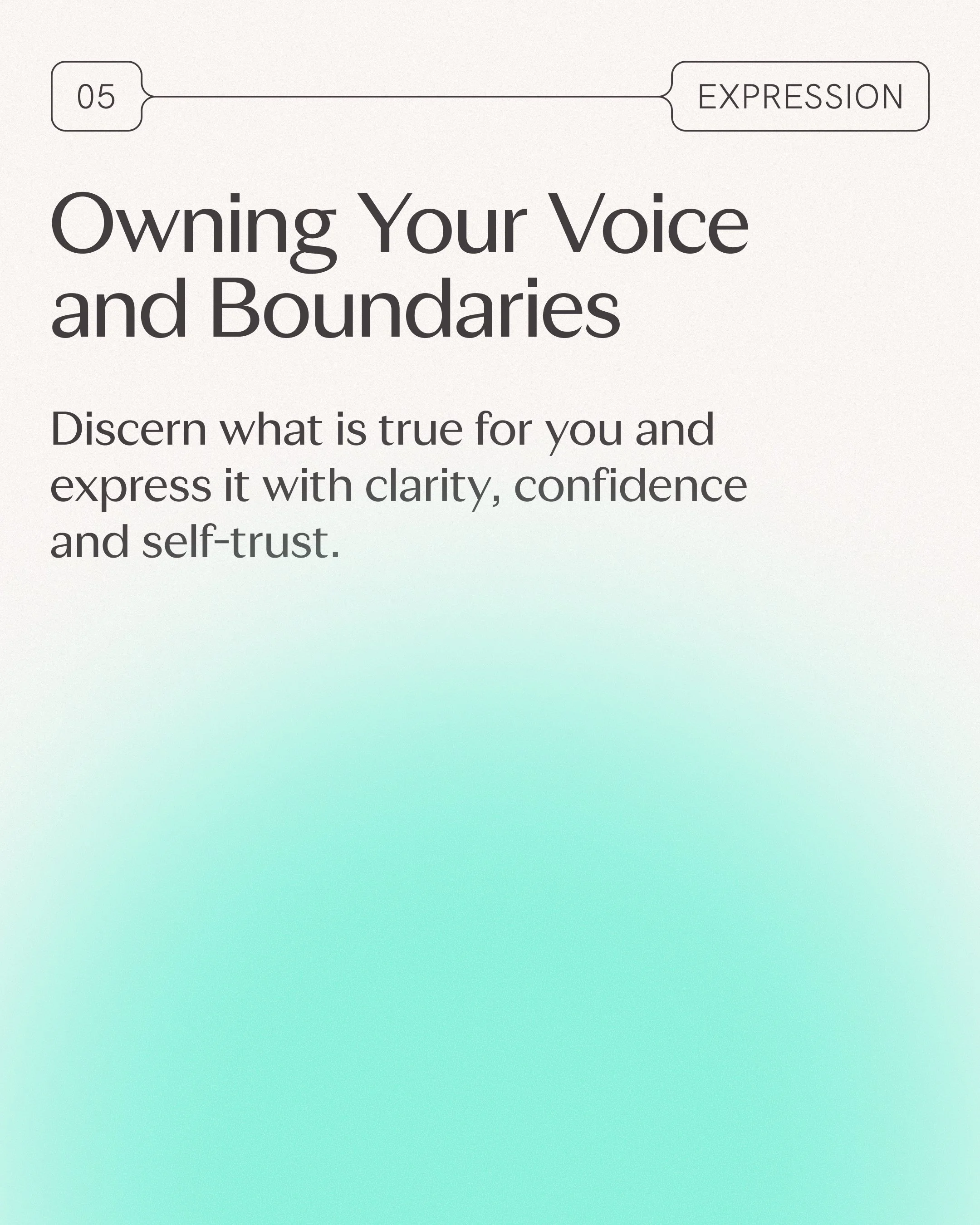 Page from a book or guide titled "Owning Your Voice and Boundaries" with a subtitle about reflecting on one's true self, confidence, and self-trust.