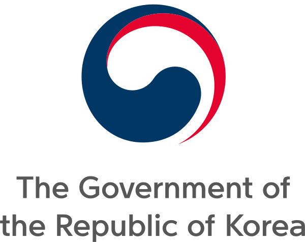 Logo of the government of the Republic of Korea with red, blue, and white circular design and black text.