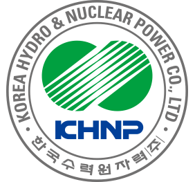 Logo of Korea Hydro & Nuclear Power Co., Ltd., featuring green and black design with blue lettering.