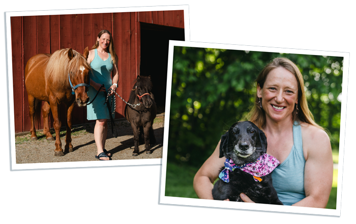 Deb with Gracie and horses