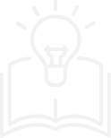 Outline of a person with a lightbulb as their head, symbolizing ideas or creativity, and an open book beneath.