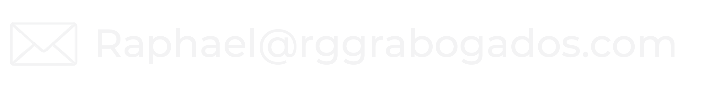 Imagen de un cartel con un icono de sobre y el texto 'Raphael@rggrabogados.com' en letras blancas sobre fondo negro.