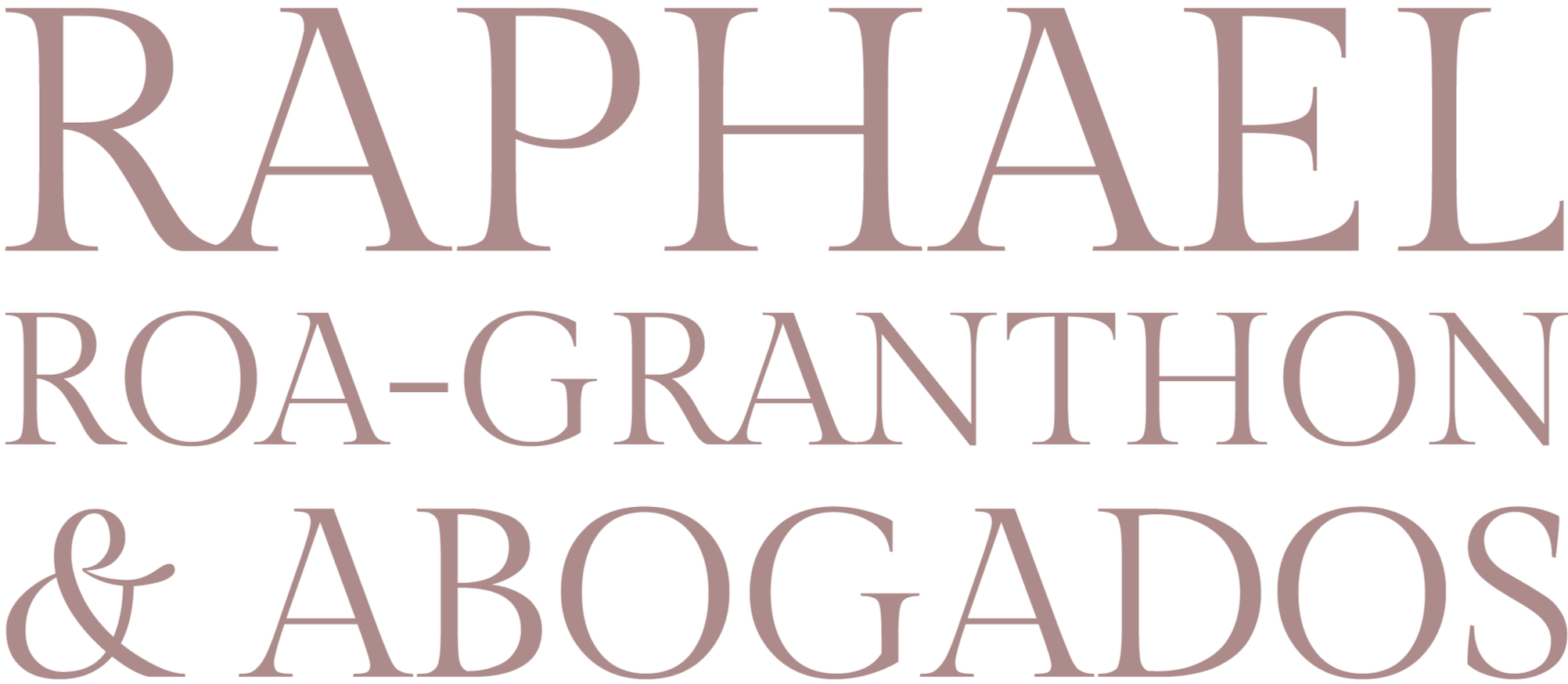 Texto en letras grandes que dice: 'Raphael Roa-Granthon & Abogados' en color burdeos sobre fondo transparente.