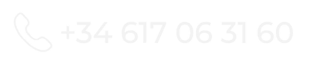 Número de teléfono +34 617 06 31 60 y un icono de teléfono.