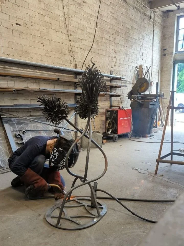 Assembly 

Bringing everything together! Super fun. Lots of head scratching and awkward balancing. 

Playing around with different compositions. 

#artistblacksmithing #sculpture #metalwork #welding #craft