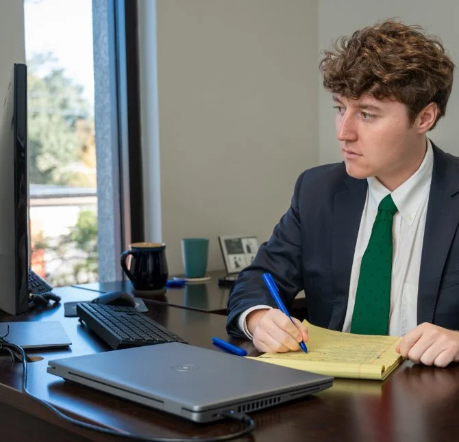 Lawyer working on insurance defense case