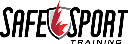Logo for Safe Sport Training with bold black text, a red lightning bolt, and a shield design.