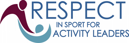 Logo with stylized figures and text reading 'Respect in Sport for Activity Leaders'.